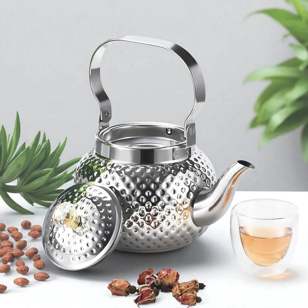 Théière en acier inoxydable Argent 1,2L avec infuseur – Pour thé et café
