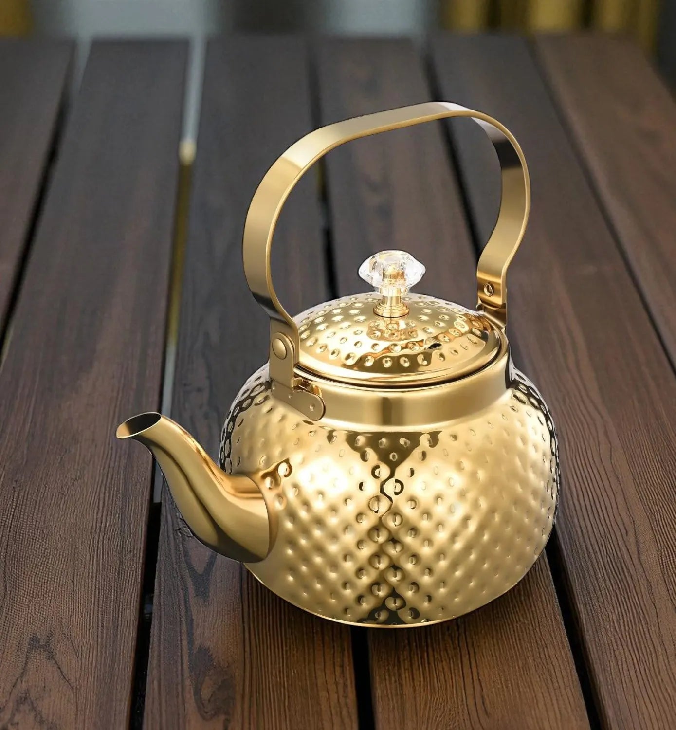 Théière en acier inoxydable Or 1,2L avec infuseur – Pour thé et café