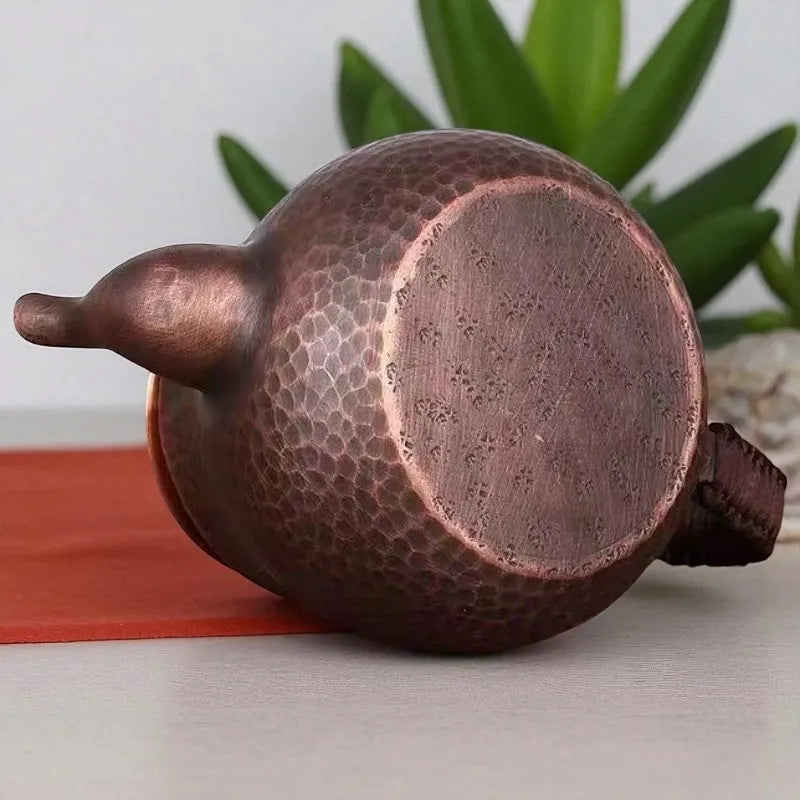 Théière en cuivre vintage 500ML – Poignée tissée, filtre résistant à la chaleur