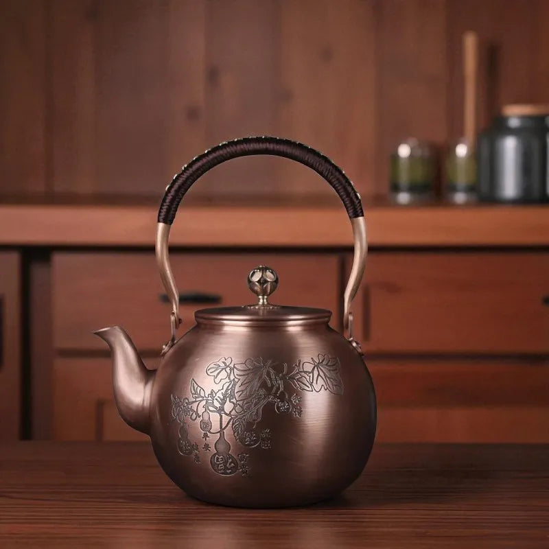 Théière en cuivre violet 1,5L – Motif fruits