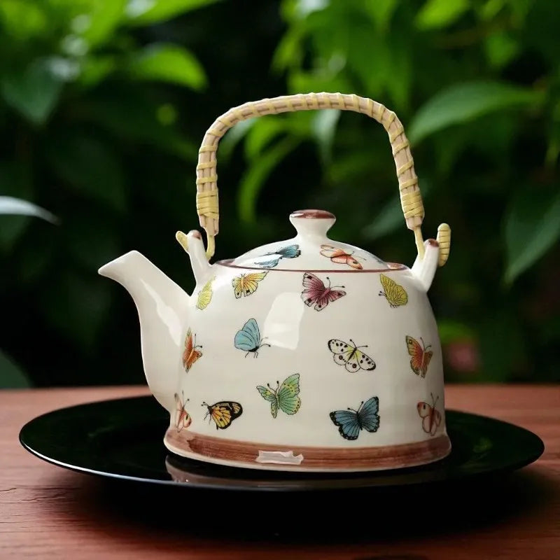 Théière en porcelaine papillons 800ML – Avec filtre intégré