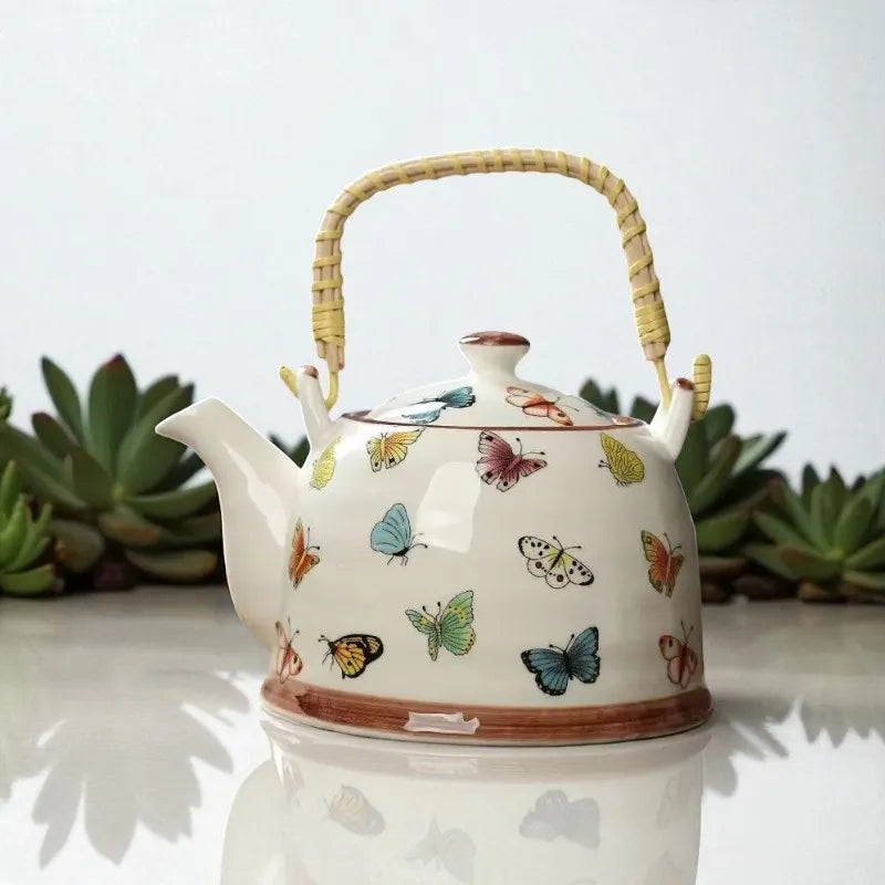 Théière en porcelaine papillons 800ML – Avec filtre intégré