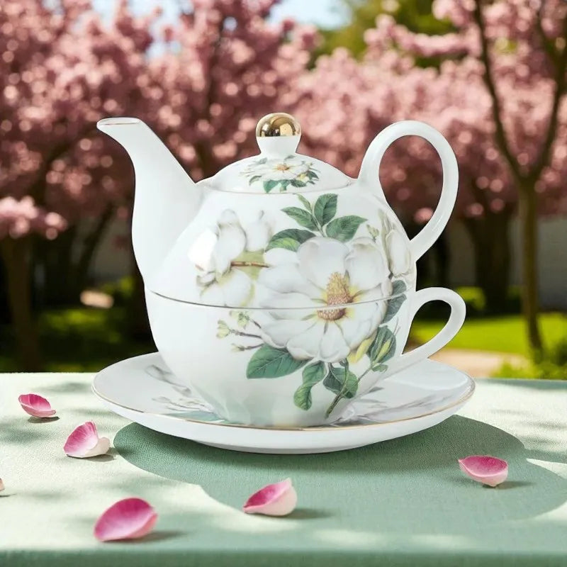 Théière en porcelaine verte 250ML avec tasse – Idéale en cadeau