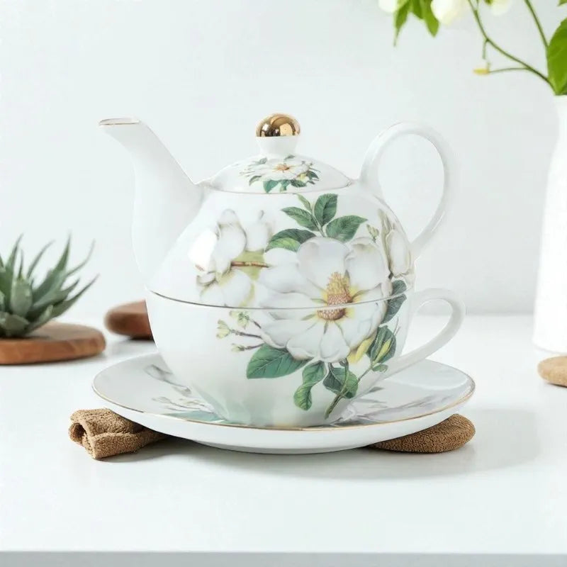 Théière en porcelaine verte 250ML avec tasse – Idéale en cadeau