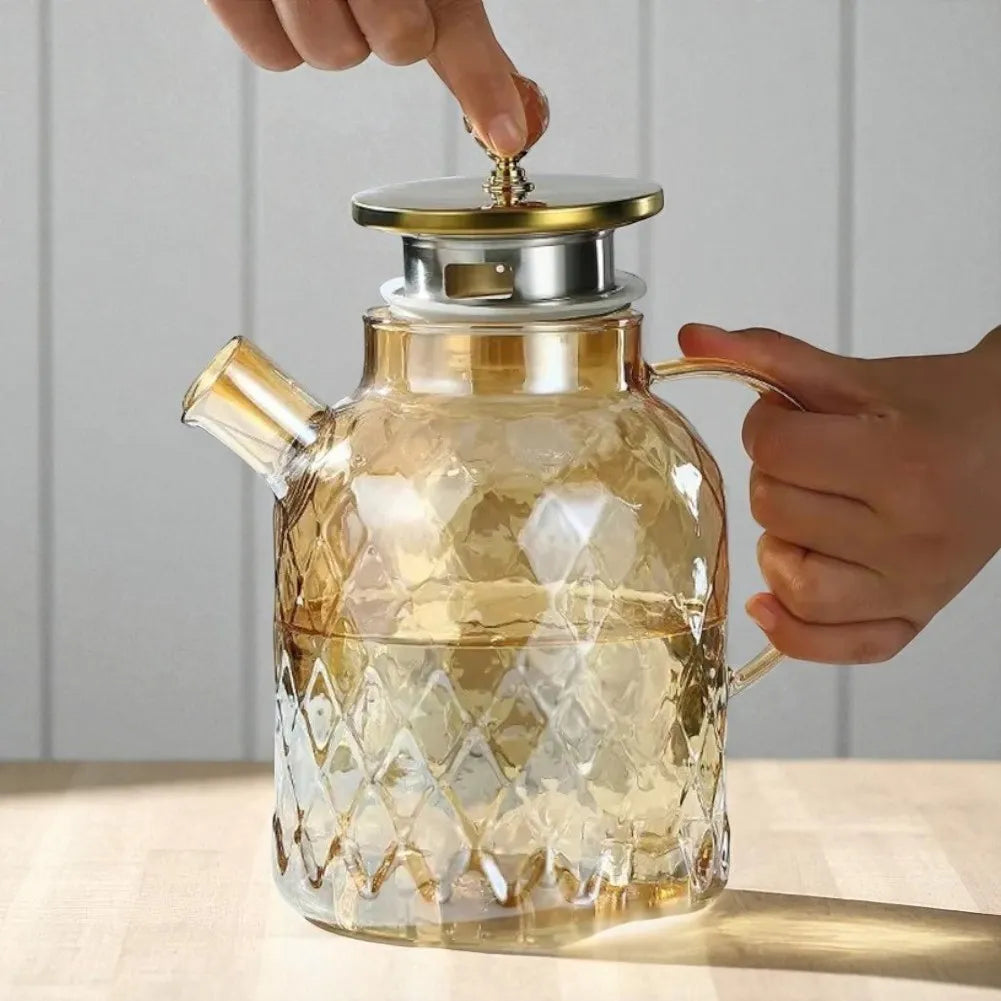 Théière en verre avec couvercle et filtre - 1,8L