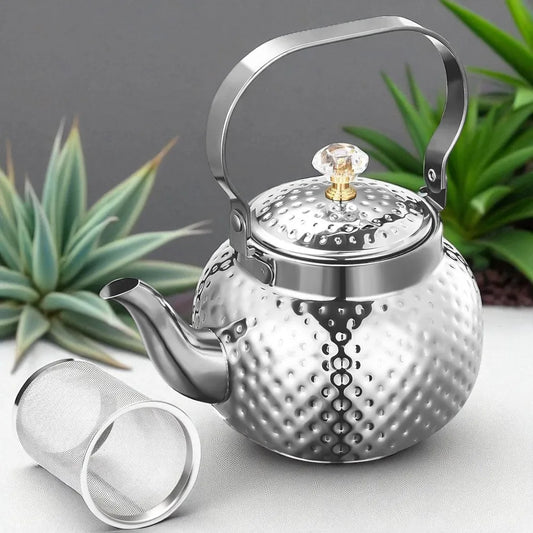 Théière en acier inoxydable Argent 1,2L avec infuseur – Pour thé et café