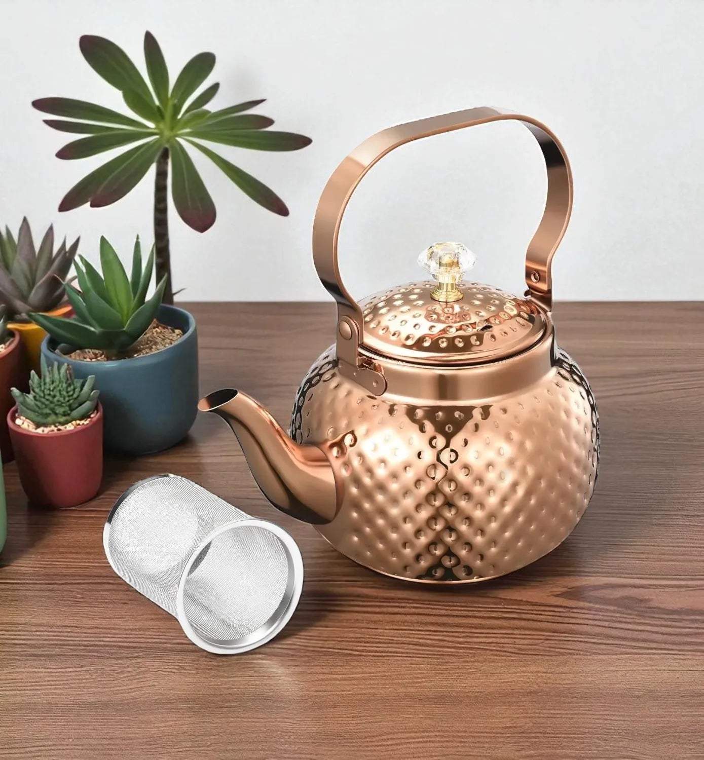Théière en acier inoxydable Orange 1,2L avec infuseur – Pour thé et café