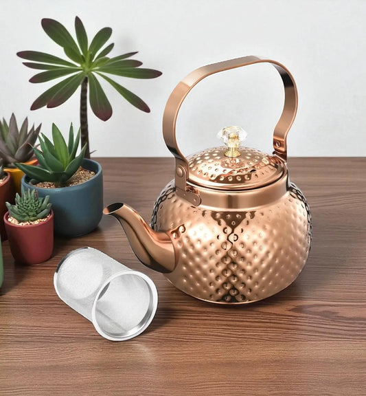 Théière en acier inoxydable Orange 1,2L avec infuseur – Pour thé et café