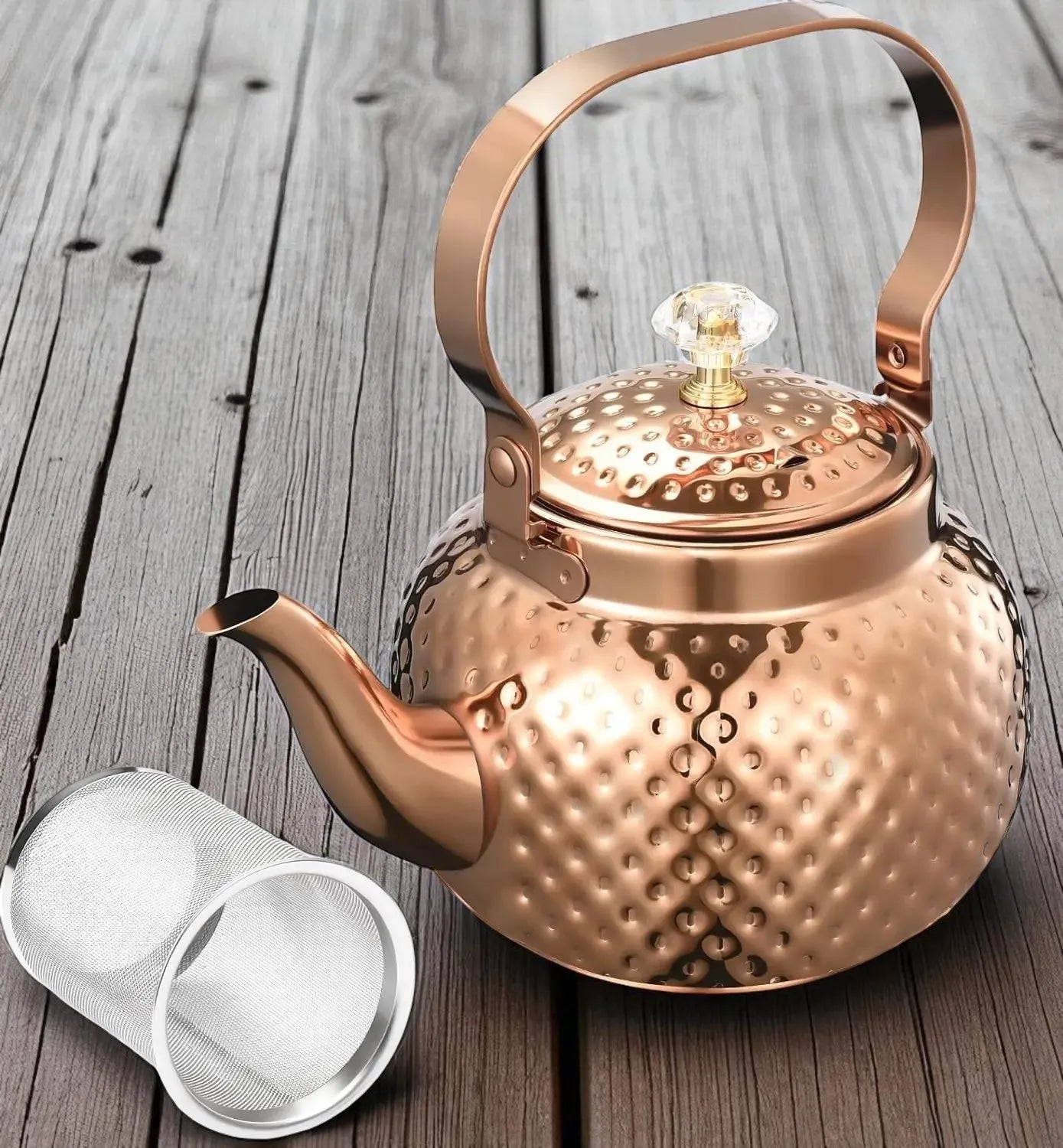 Théière en acier inoxydable Orange 1,2L avec infuseur – Pour thé et café