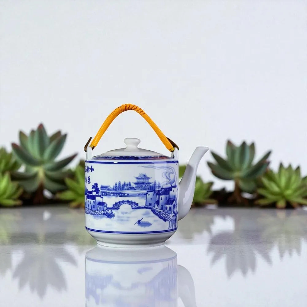 Théière en céramique 2 L – Bleu et blanc pour infusion
