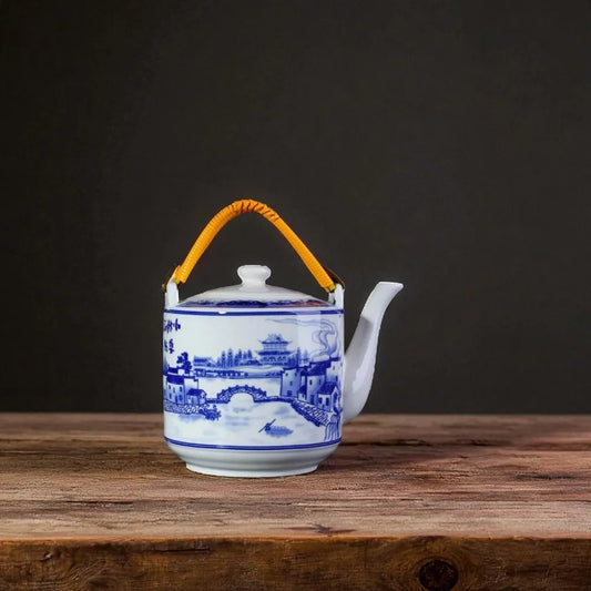 Théière en céramique 2 L – Bleu et blanc pour infusion