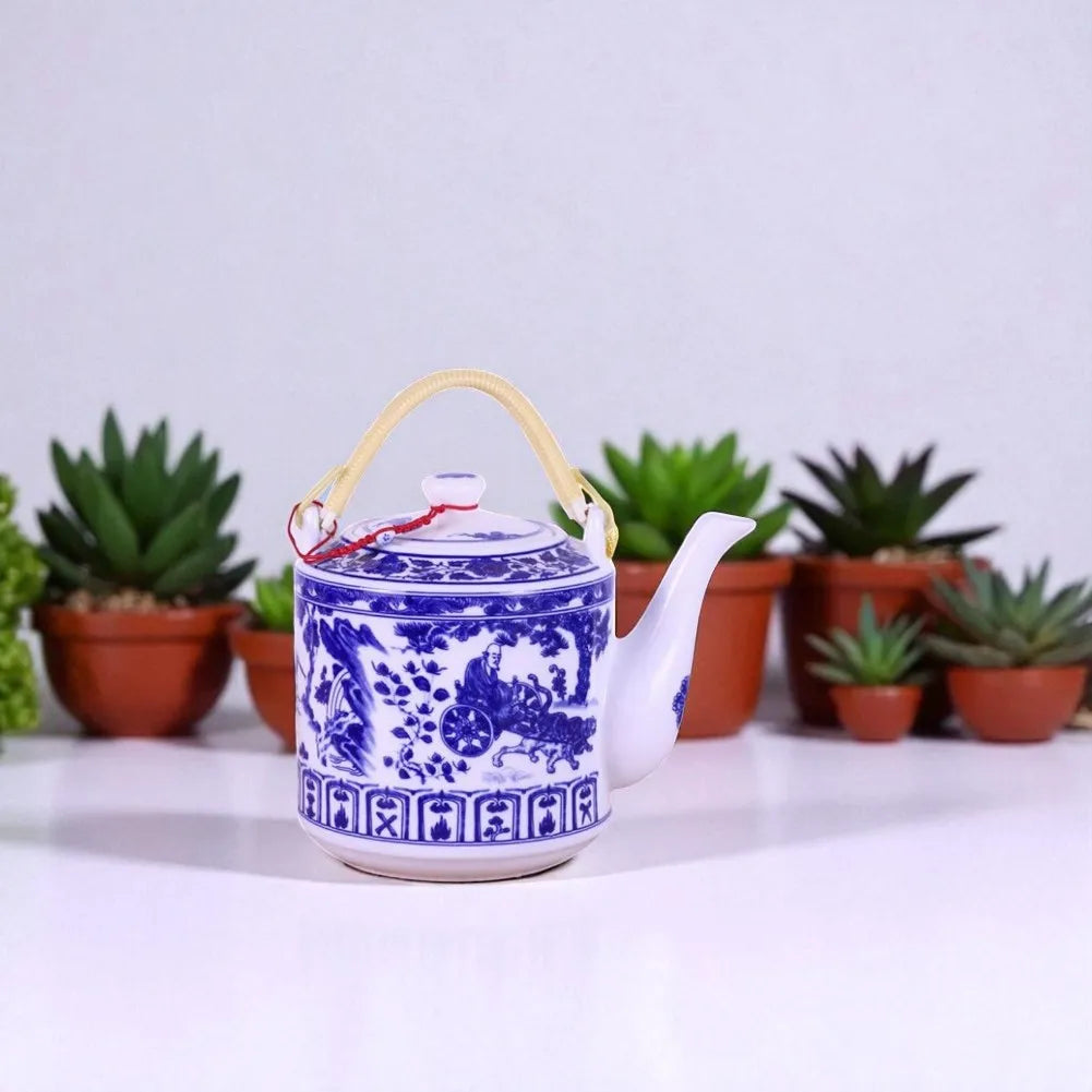 Théière en céramique 2 L – Bleu et blanc pour infusion