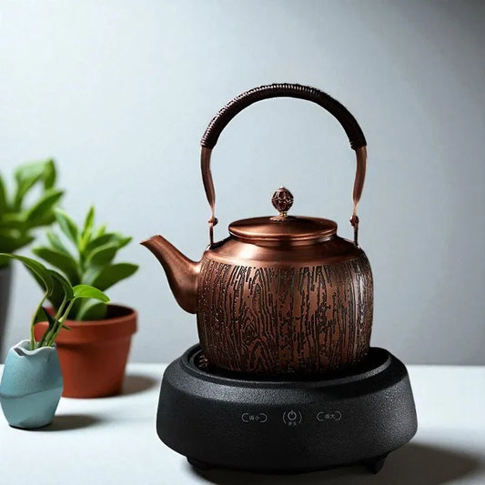 Théière en cuivre 1,7L – Fait main, motif griffures