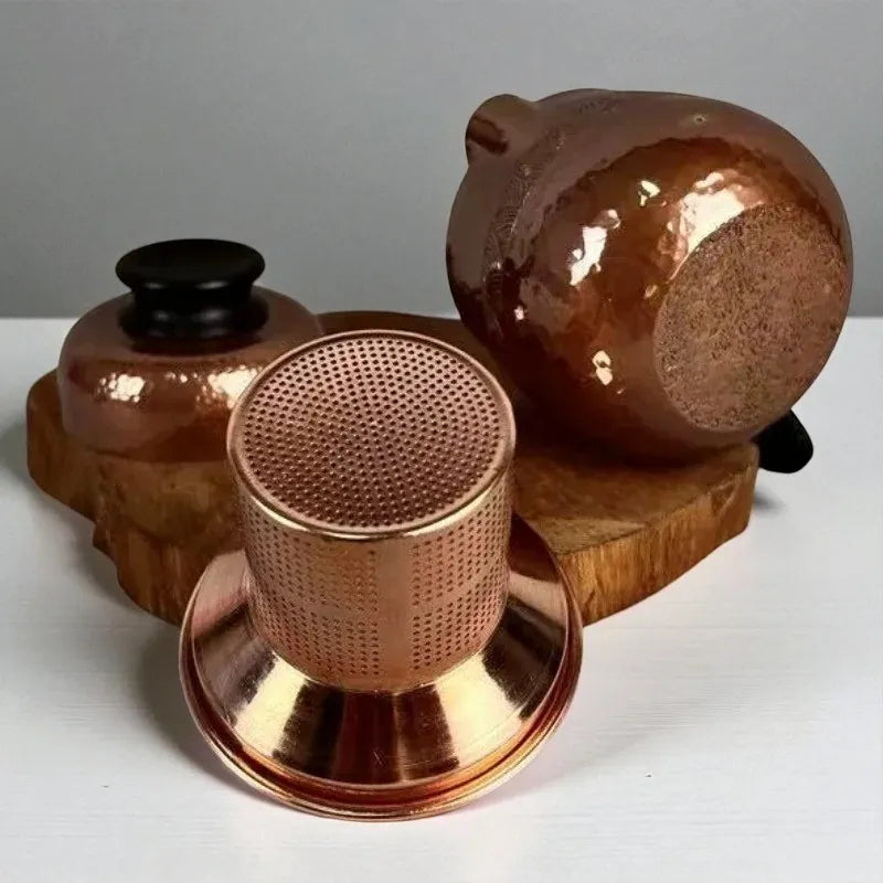 Théière en cuivre 200ML – Avec couvercle, filtre et poignée isolante