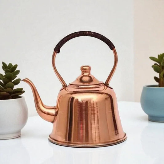 Théière en cuivre pur 1,5L – Vintage anti-brûlure