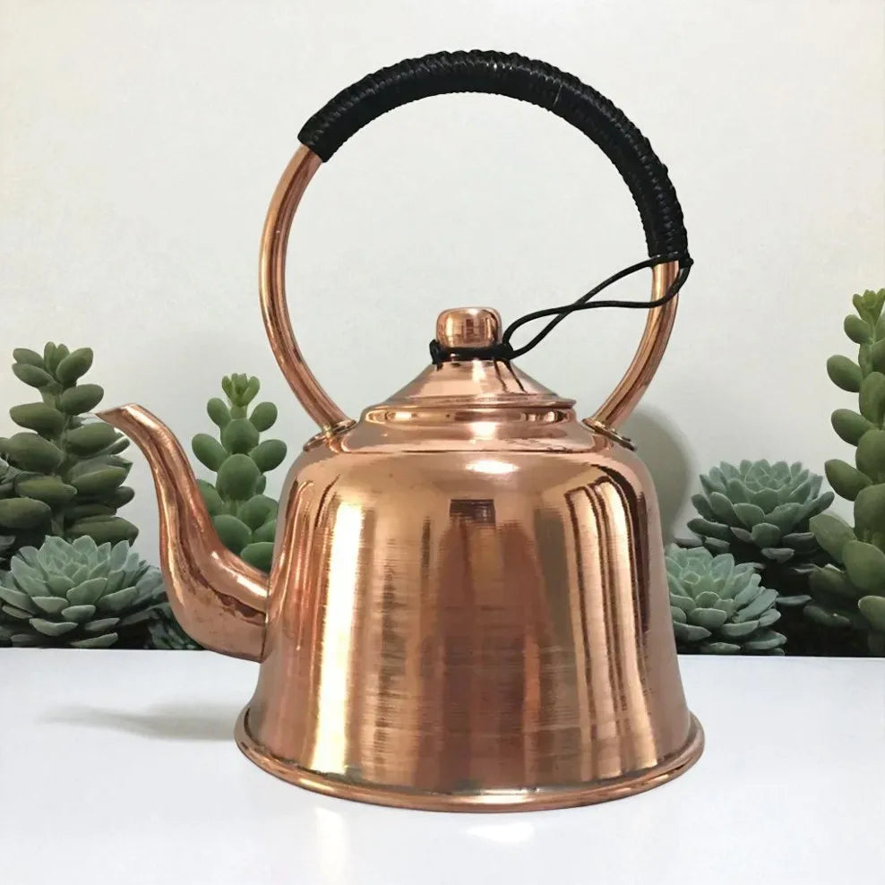 Théière en cuivre pur 1,5L – Vintage anti-brûlure
