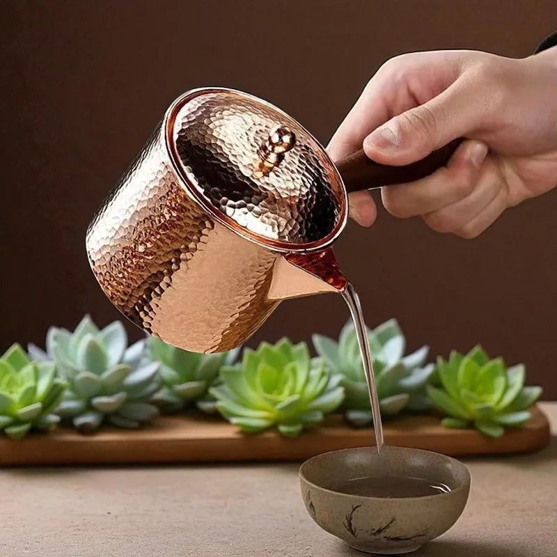 Théière en cuivre pur 400ML – Motif martelé