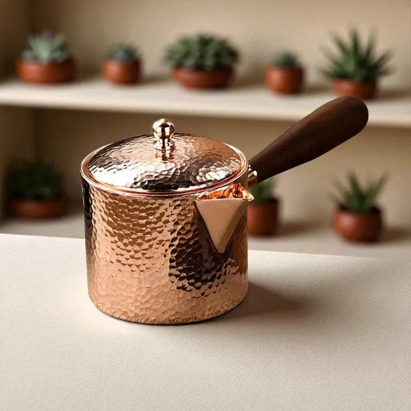 Théière en cuivre pur 400ML – Motif martelé
