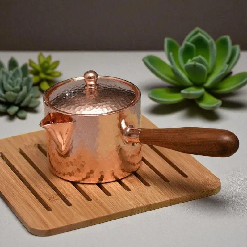 Théière en cuivre pur 400ML – Motif martelé