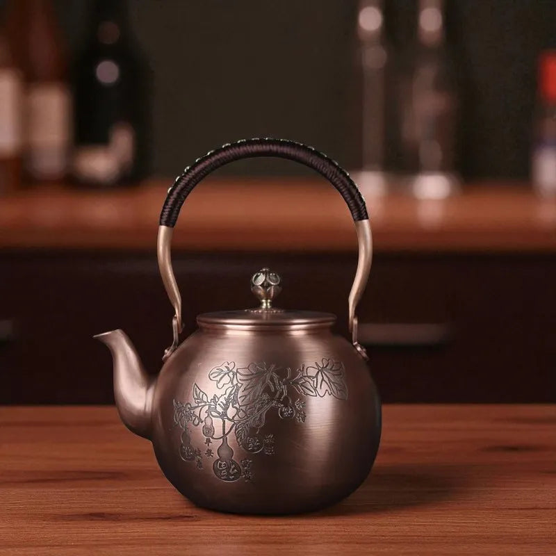 Théière en cuivre violet 1,5L – Motif fruits