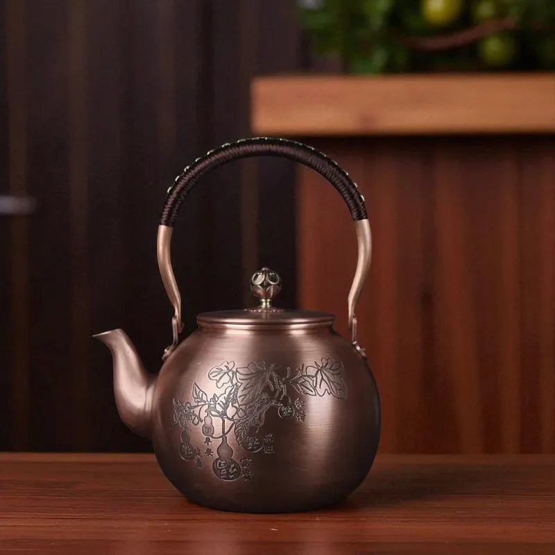Théière en cuivre violet 1,5L – Motif fruits
