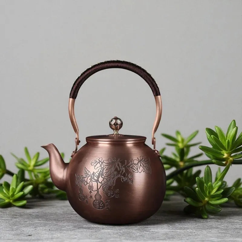 Théière en cuivre violet 1,5L – Motif fruits