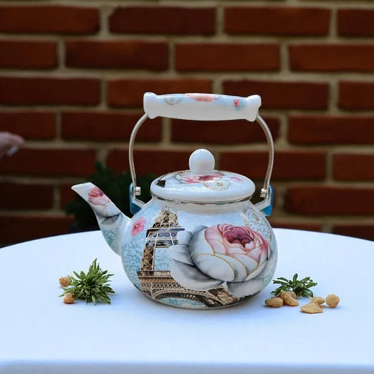 Théière en porcelaine 2,5L – Motif Tour Eiffel, gaz et induction