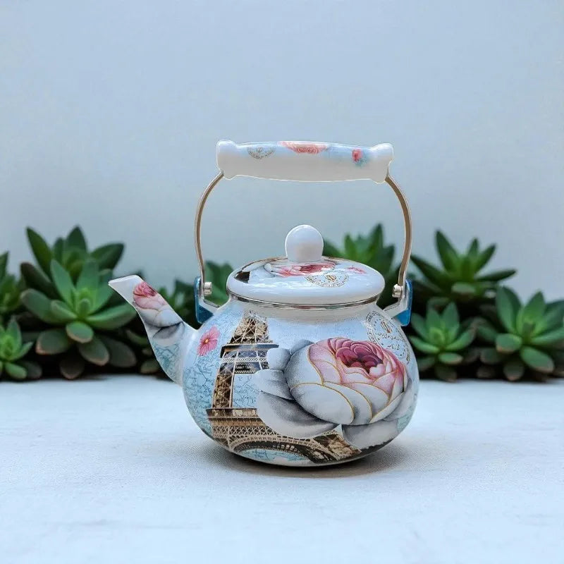 Théière en porcelaine 2,5L – Motif Tour Eiffel, gaz et induction