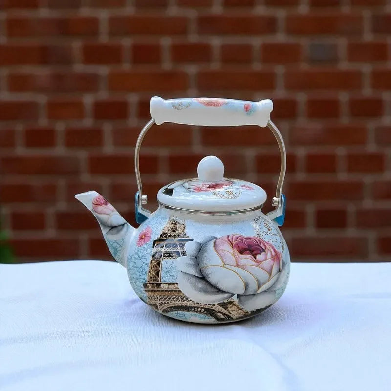 Théière en porcelaine 2,5L – Motif Tour Eiffel, gaz et induction
