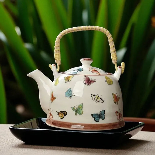 Théière en porcelaine papillons 800ML – Avec filtre intégré
