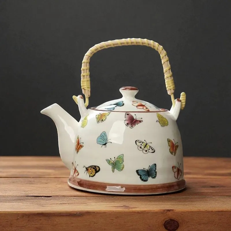 Théière en porcelaine papillons 800ML – Avec filtre intégré