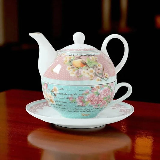 Théière en porcelaine rose 250ML avec tasse – Idéale en cadeau