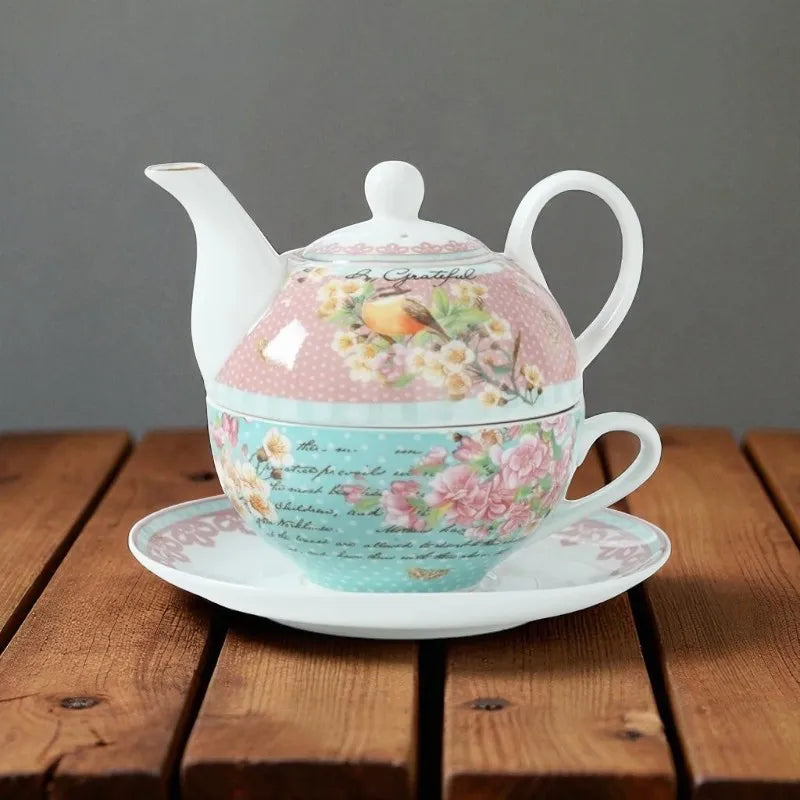Théière en porcelaine rose 250ML avec tasse – Idéale en cadeau