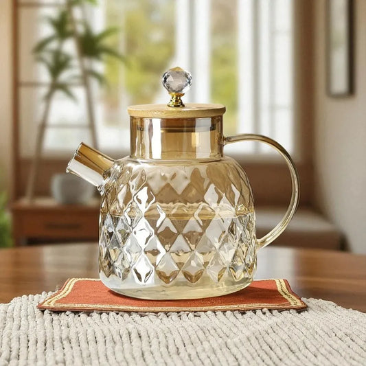 Théière en verre avec couvercle en bambou - 1,5L