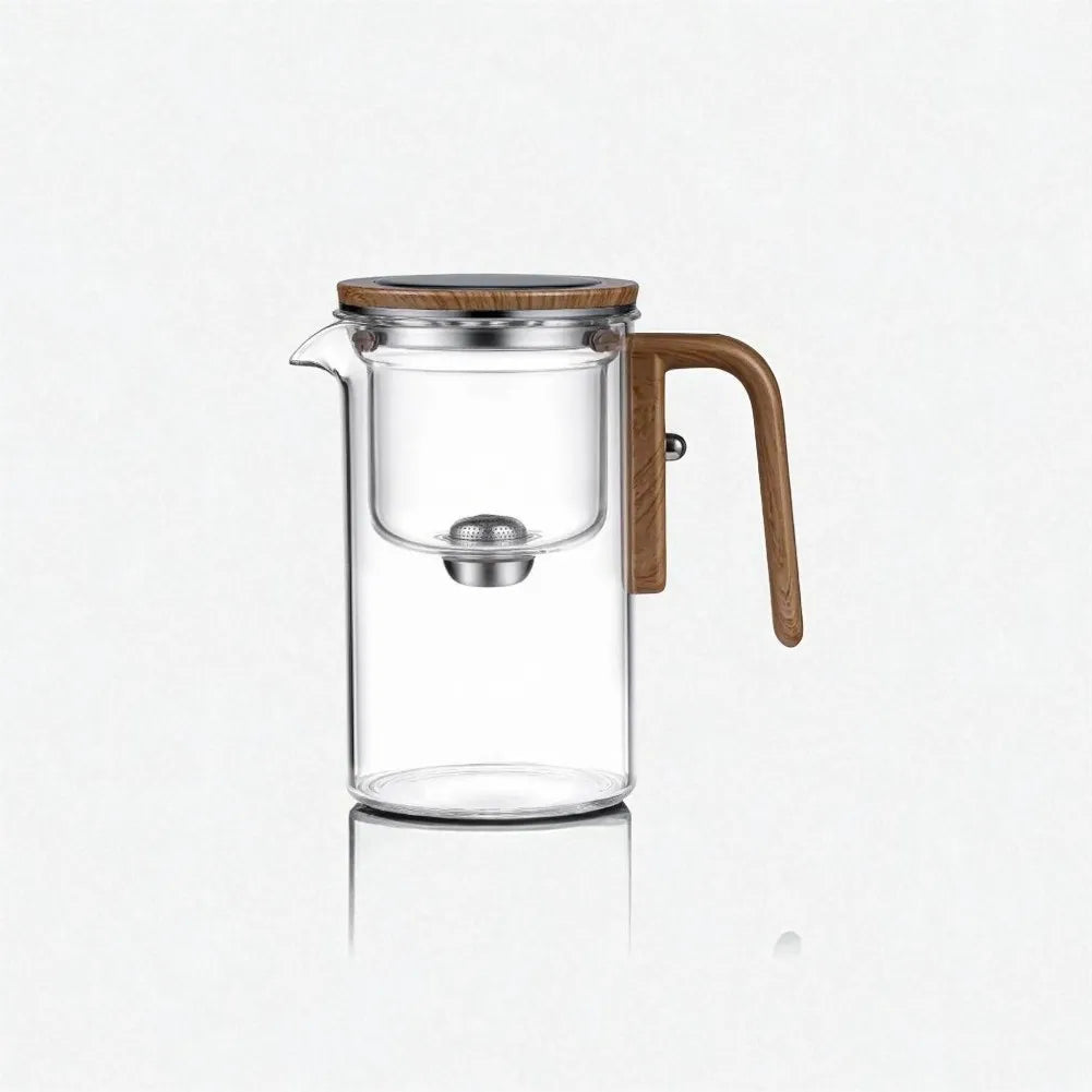 Théière en verre avec filtration intégrée et manche en bois - 720ML