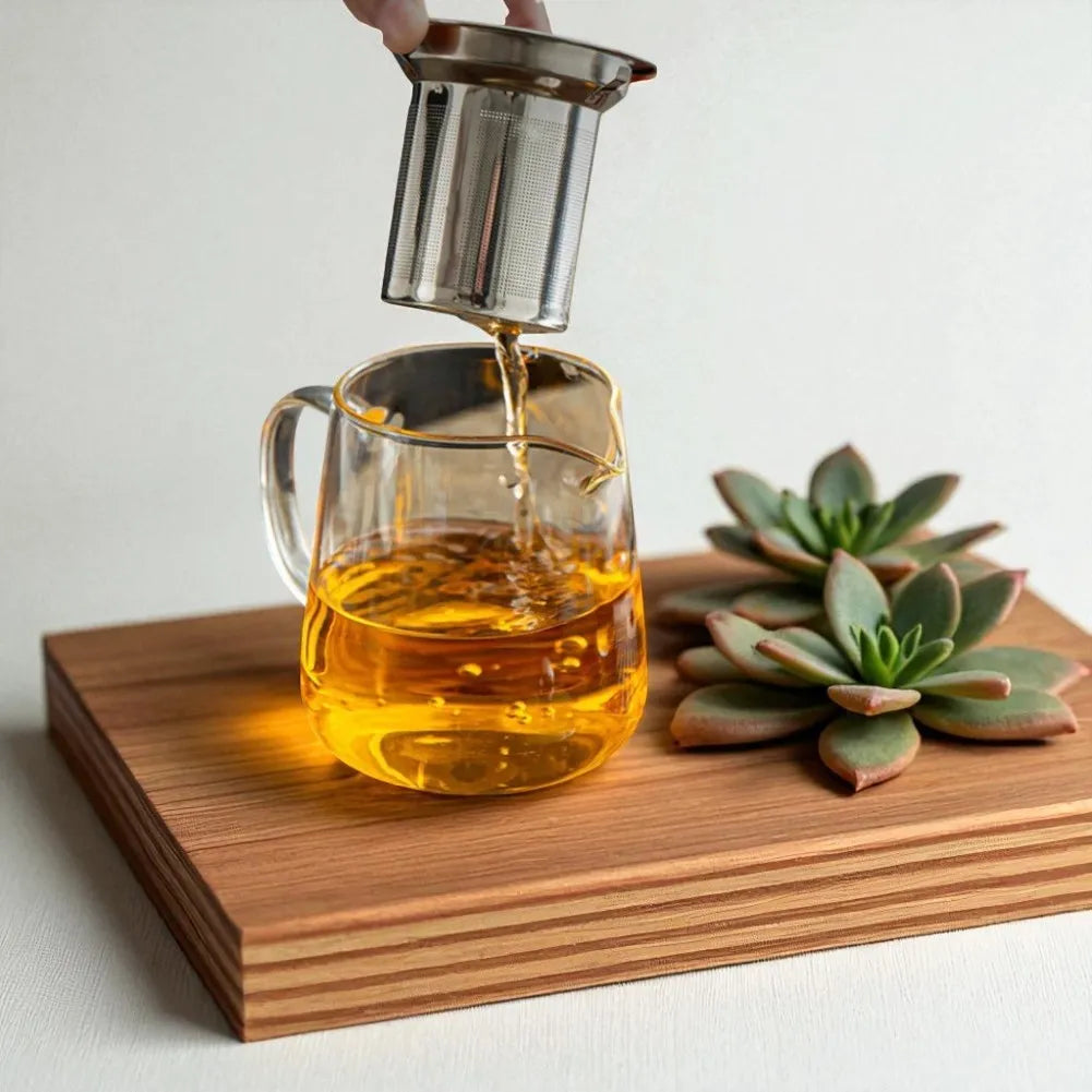 Théière en verre avec infuseur pour fleurs et thé 1.3L