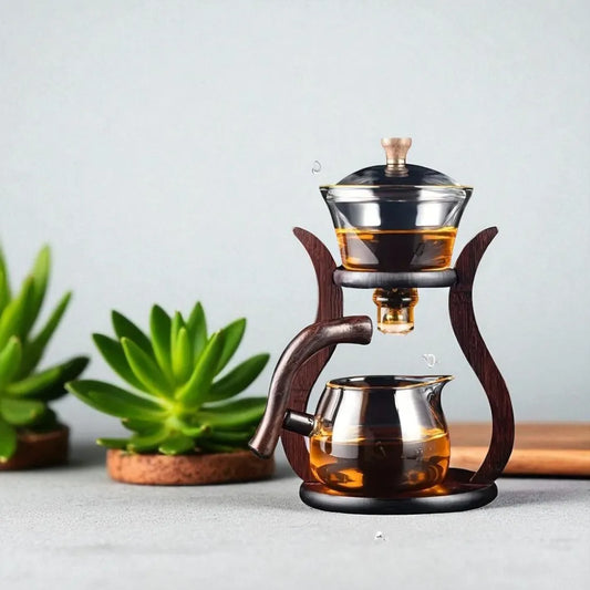 Théière en verre avec manche en bois 300ml