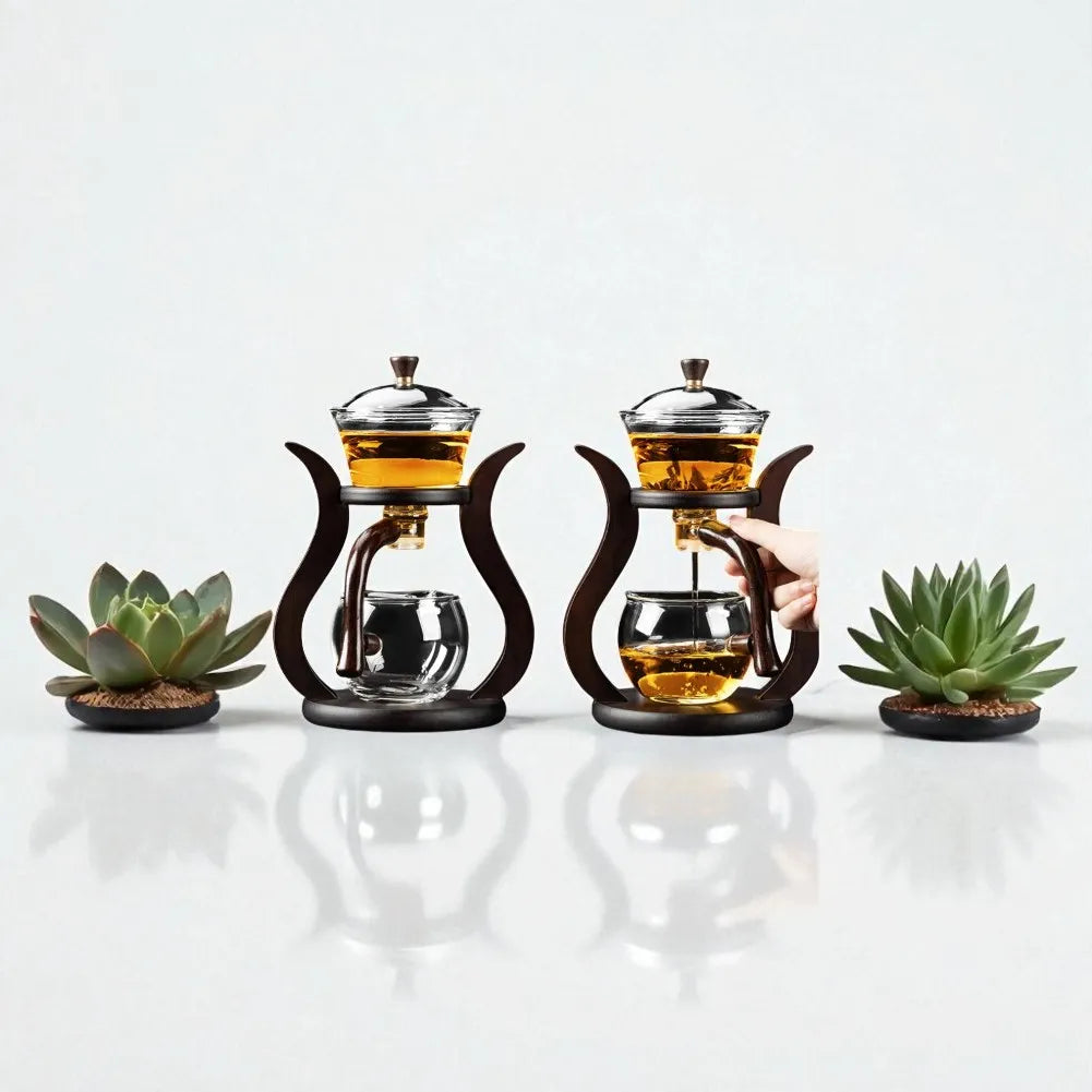 Théière en verre avec manche en bois 300ml
