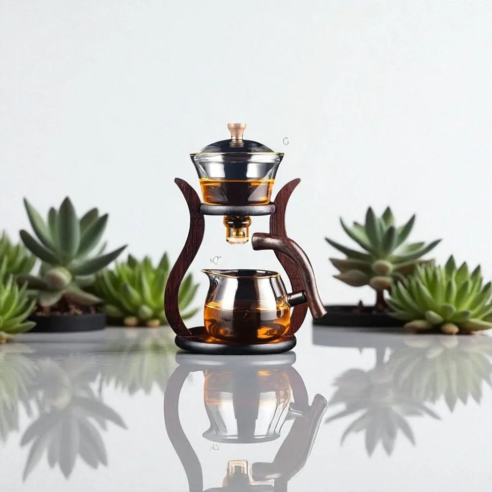Théière en verre avec manche en bois 300ml
