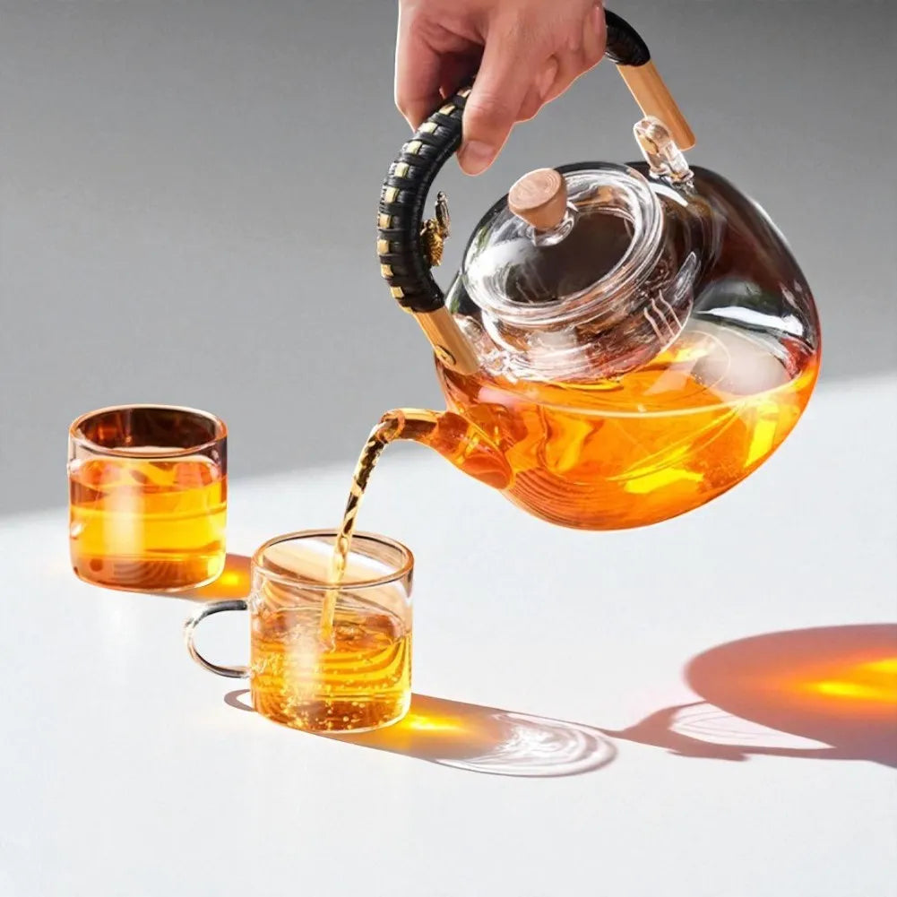 Théière en verre avec poignée tissée - 900ML