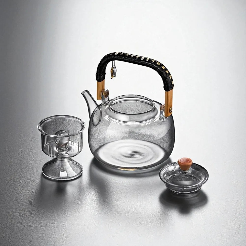 Théière en verre avec poignée tissée - 900ML