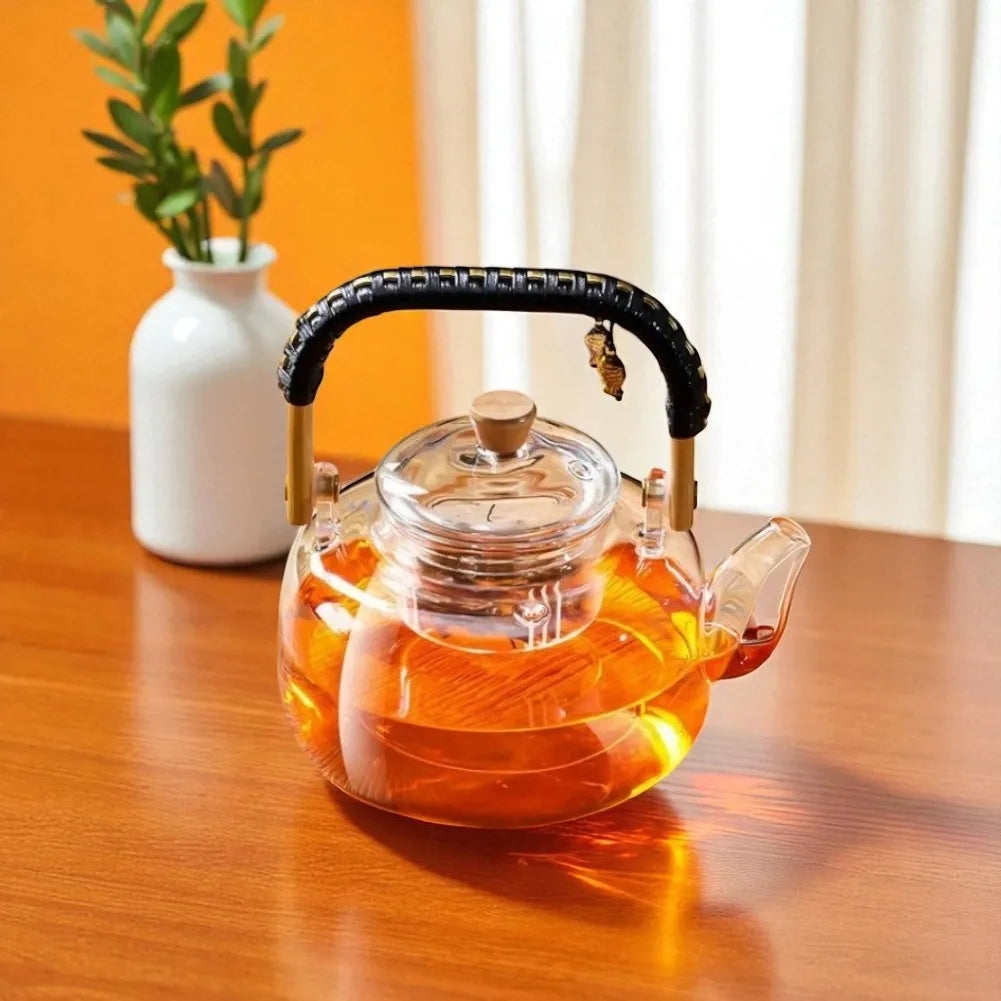 Théière en verre avec poignée tissée - 900ML