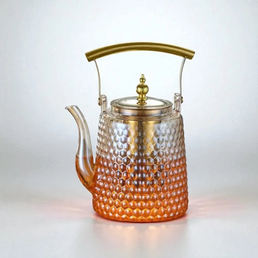 Théière en verre borosilicate avec poignée en cuivre - 1,5L