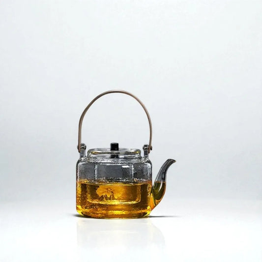 Théière en verre texturé avec poignée 1L