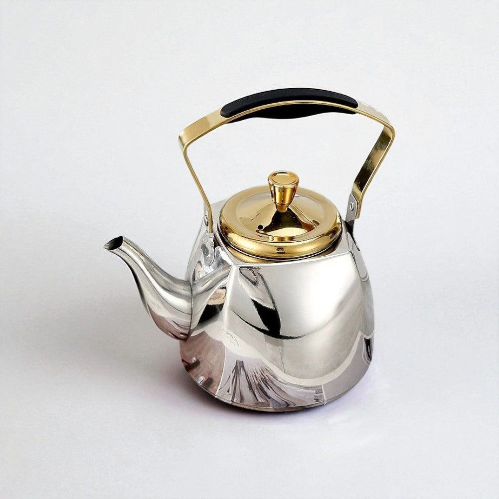 Théière carrée en acier inoxydable 1L avec filtre – Pour thé et eau